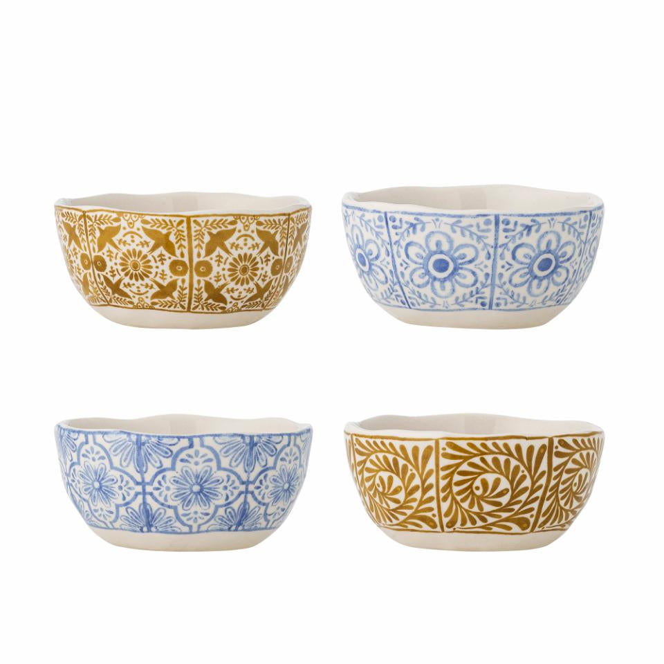 Bloomingville Milton Schalen – 4er Set, 200 ml, Ø 10,5 cm, Steinzeug, Gelb, spülmaschinenfest