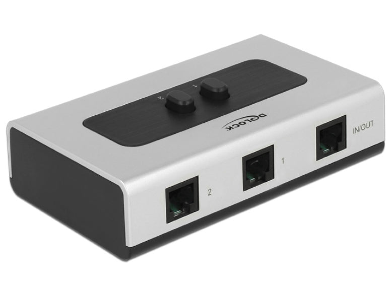 DeLOCK 2-Port RJ-11 Switchbox – RJ-11, 2 Eingänge, 1 Ausgang, Schwarz/Grau