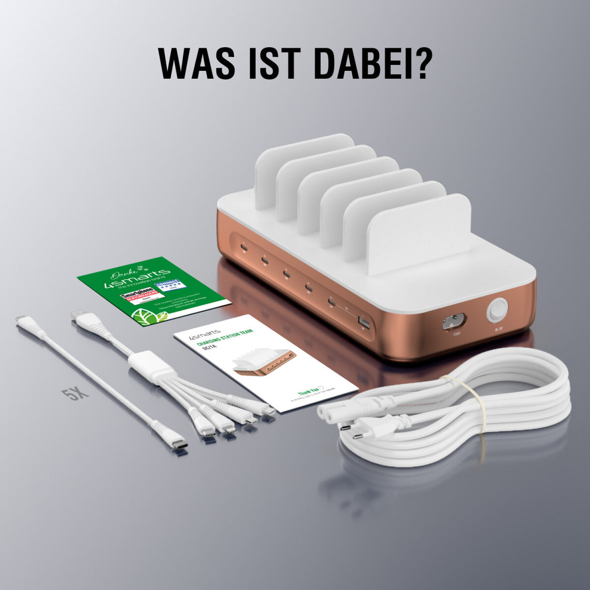 4smarts Team Ladestation – 5× USB-C + 1× USB-A – für Nintendo Switch, Smartphone, Tablet und mehr