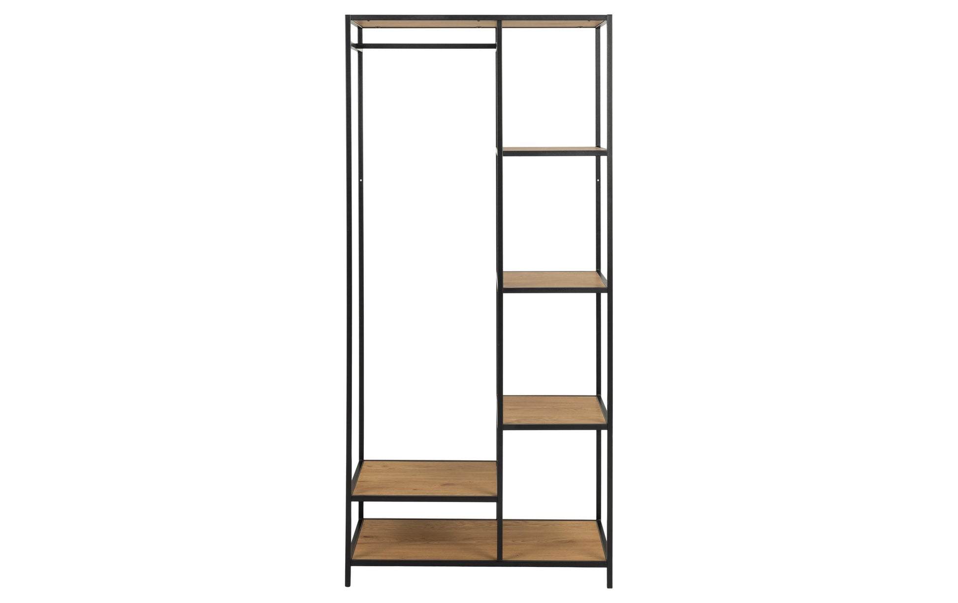 Actona Garderobe mit Schuhregal – MDF/Holz, Schwarz/Eiche, 5 Regale, 77 × 45 × 165 cm