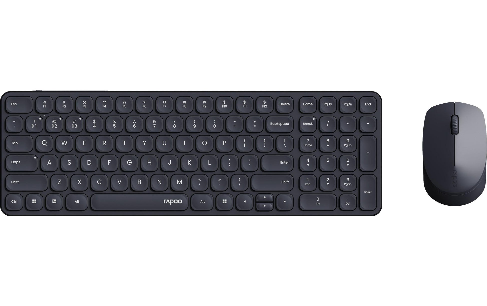 Rapoo 9310M Ultraslim – Tastatur, kabellos (2,4 GHz), CH-Layout (DE-CH), Fullsize (mit Ziffernblock), Membran