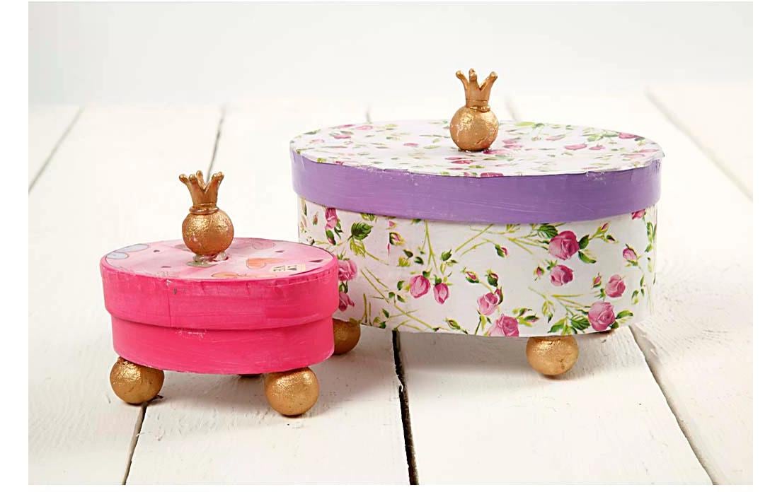 Creativ Company Geschenkbox rund, Karton, weiss – Ø 80 mm × 40 mm – mit Deckel – 4 Stk.