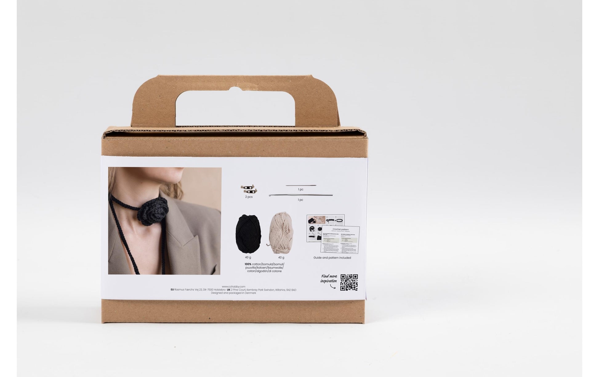 Creativ Company Mini Häkelset Tasche mit Rose – Braun