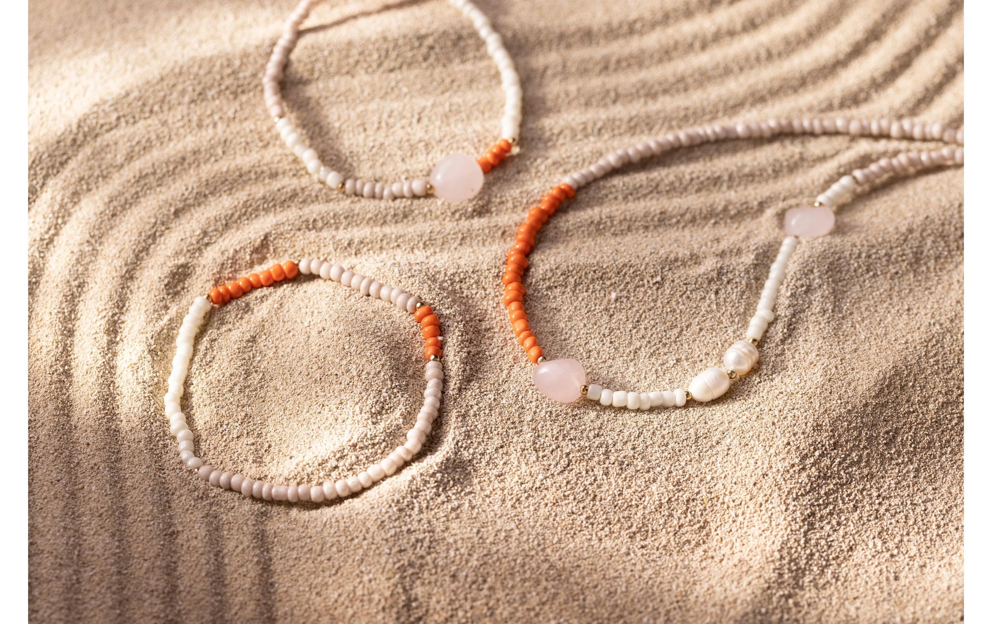 Creativ Company Bastelset Schmuck, Halskette und Armband, Rosenquarz – ab 10 Jahren