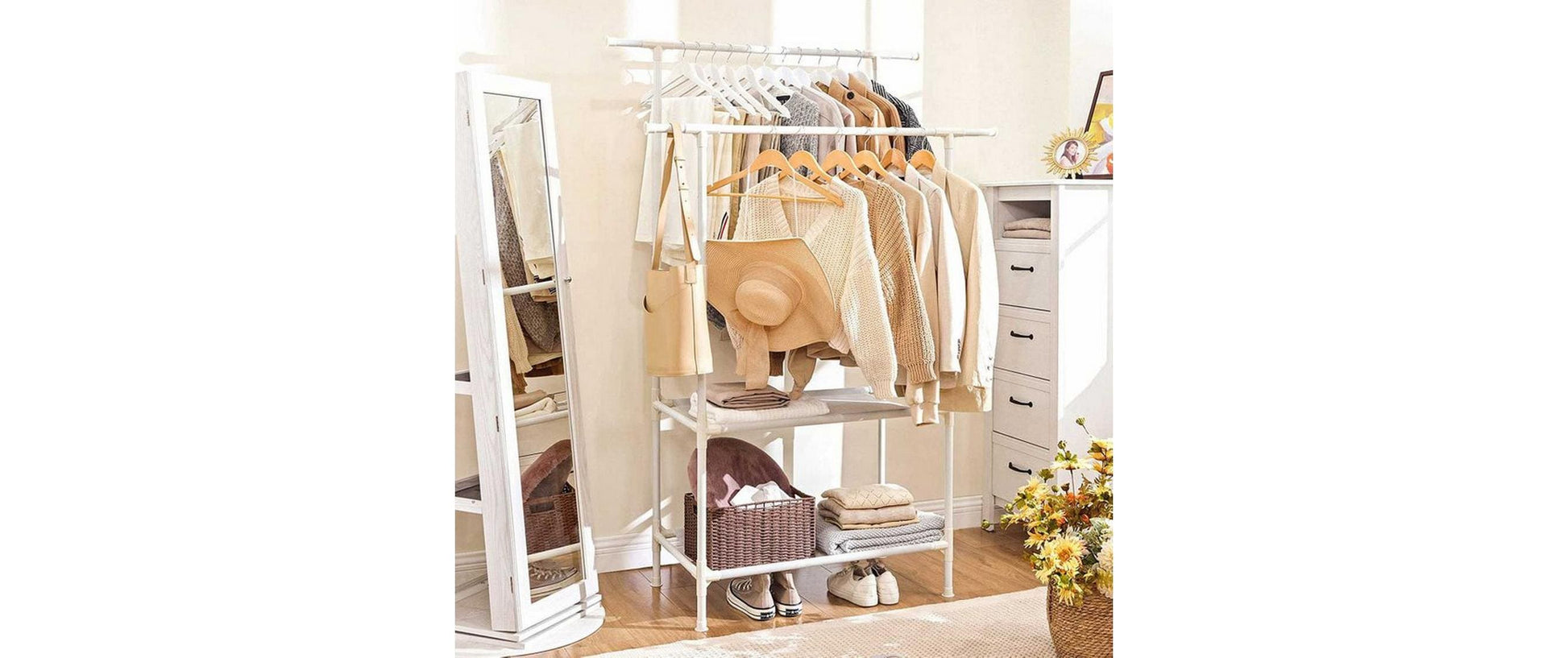 Songmics Garderobenständer – Eisen/Vlies – Weiss – 1'770 mm