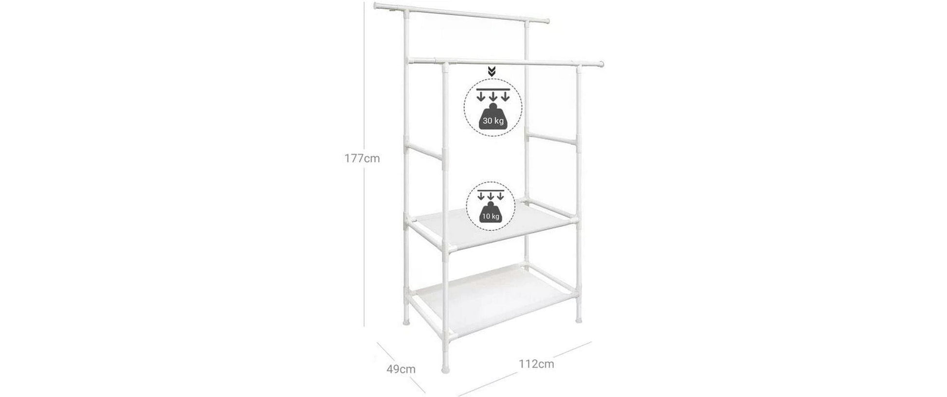 Songmics Garderobenständer – Eisen/Vlies – Weiss – 1'770 mm