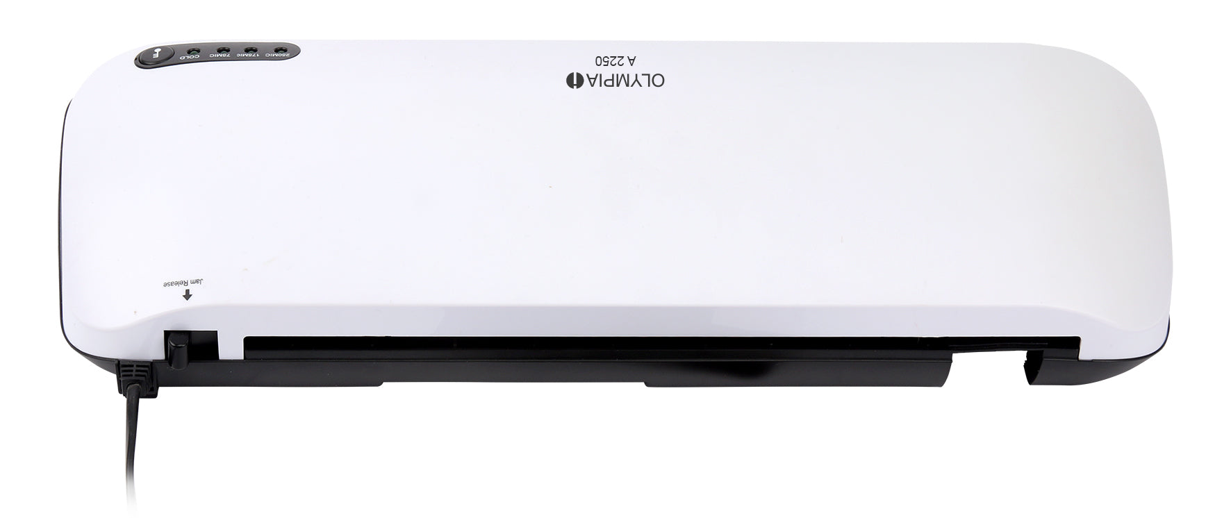 Olympia A 2250 – Heiss/Kalt-Laminator, für A4, bis 250 µm, 350 mm/min, 5 min Aufwärmzeit, 2 Rollen