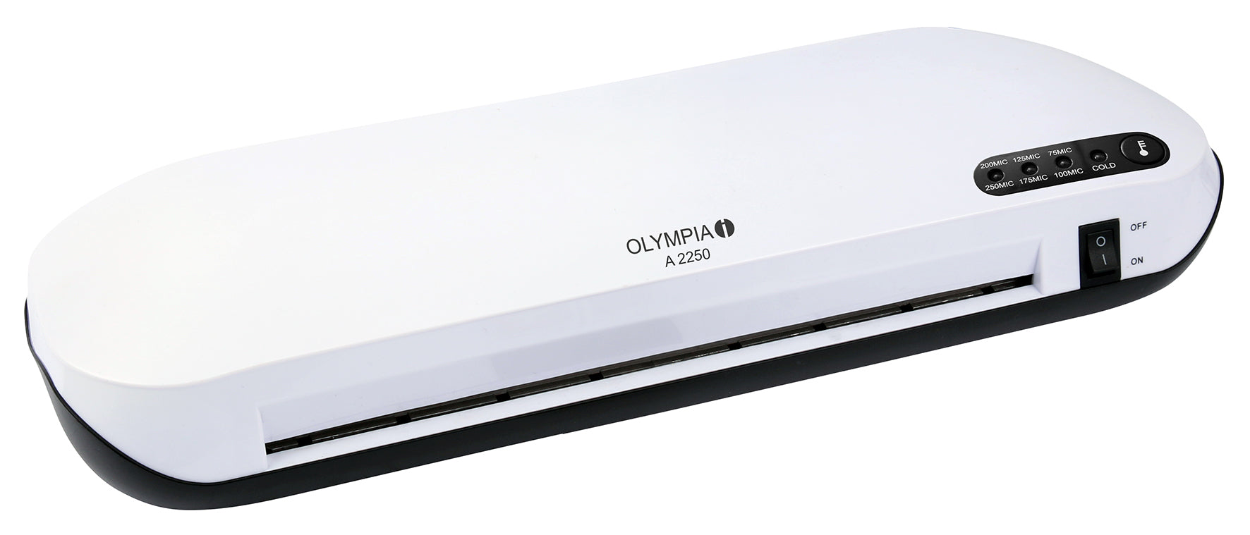 Olympia A 2250 – Heiss/Kalt-Laminator, für A4, bis 250 µm, 350 mm/min, 5 min Aufwärmzeit, 2 Rollen