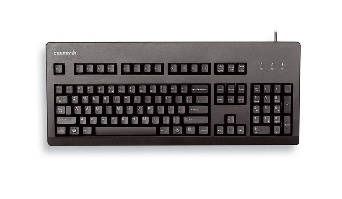 CHERRY G80-3000 – Tastatur, kabelgebunden (PS/2), Fullsize (mit Ziffernblock), mechanisch (Black), Schwarz