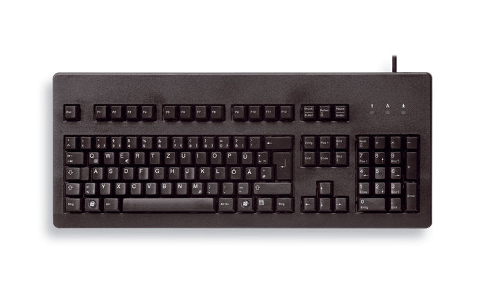 CHERRY G80-3000 – Tastatur, kabelgebunden (PS/2), Fullsize (mit Ziffernblock), mechanisch (Black), Schwarz