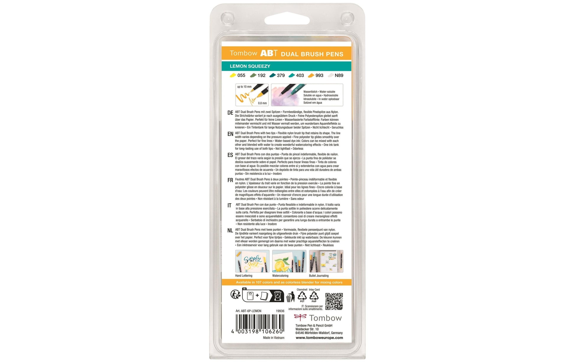 Tombow Filzstifte Lemon Squeezy, 6 Stk.