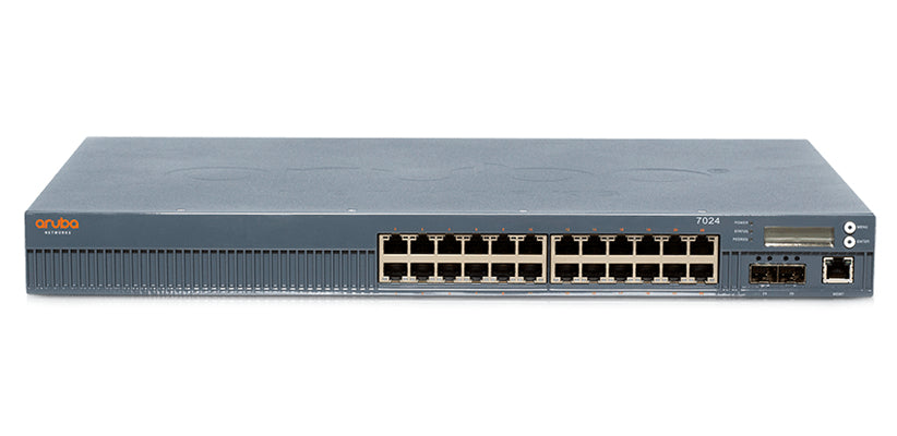 HPE Aruba 7024 RW – Security-Gateway/Router, 1GbE, Firewall 4 Gbit/s, 24× RJ-45, 2× SFP, PoE (400 W), 1U, Grau