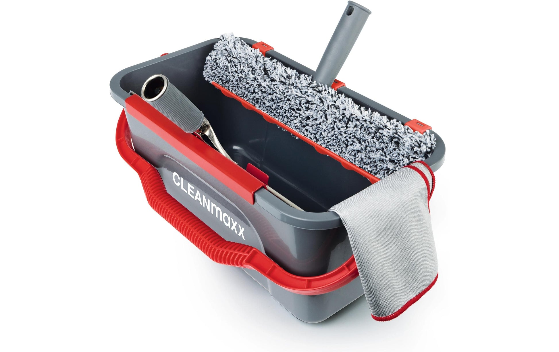 CLEANmaxx Fensterreiniger – Mikrofaser, Grau/Rot, 17,0 × 35,0 × 17,0 cm