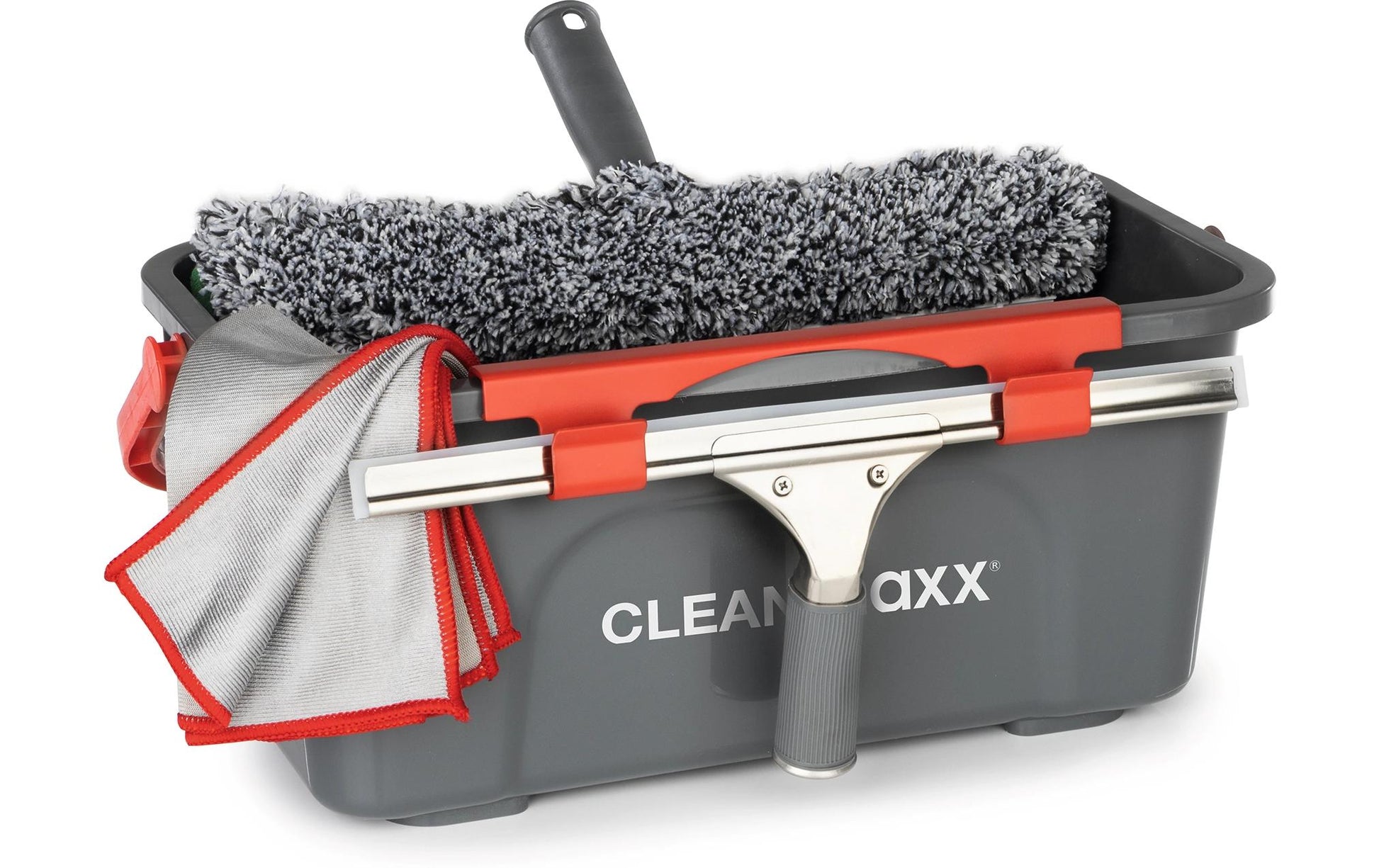 CLEANmaxx Fensterreiniger – Mikrofaser, Grau/Rot, 17,0 × 35,0 × 17,0 cm