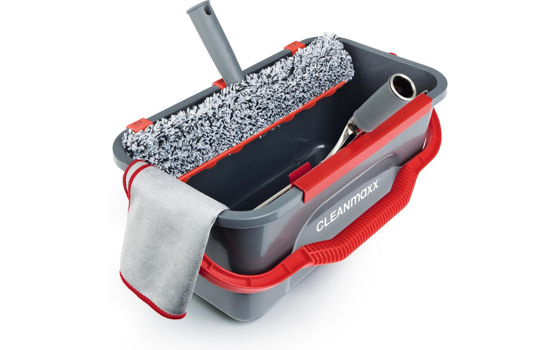 CLEANmaxx Fensterreiniger – Mikrofaser, Grau/Rot, 17,0 × 35,0 × 17,0 cm