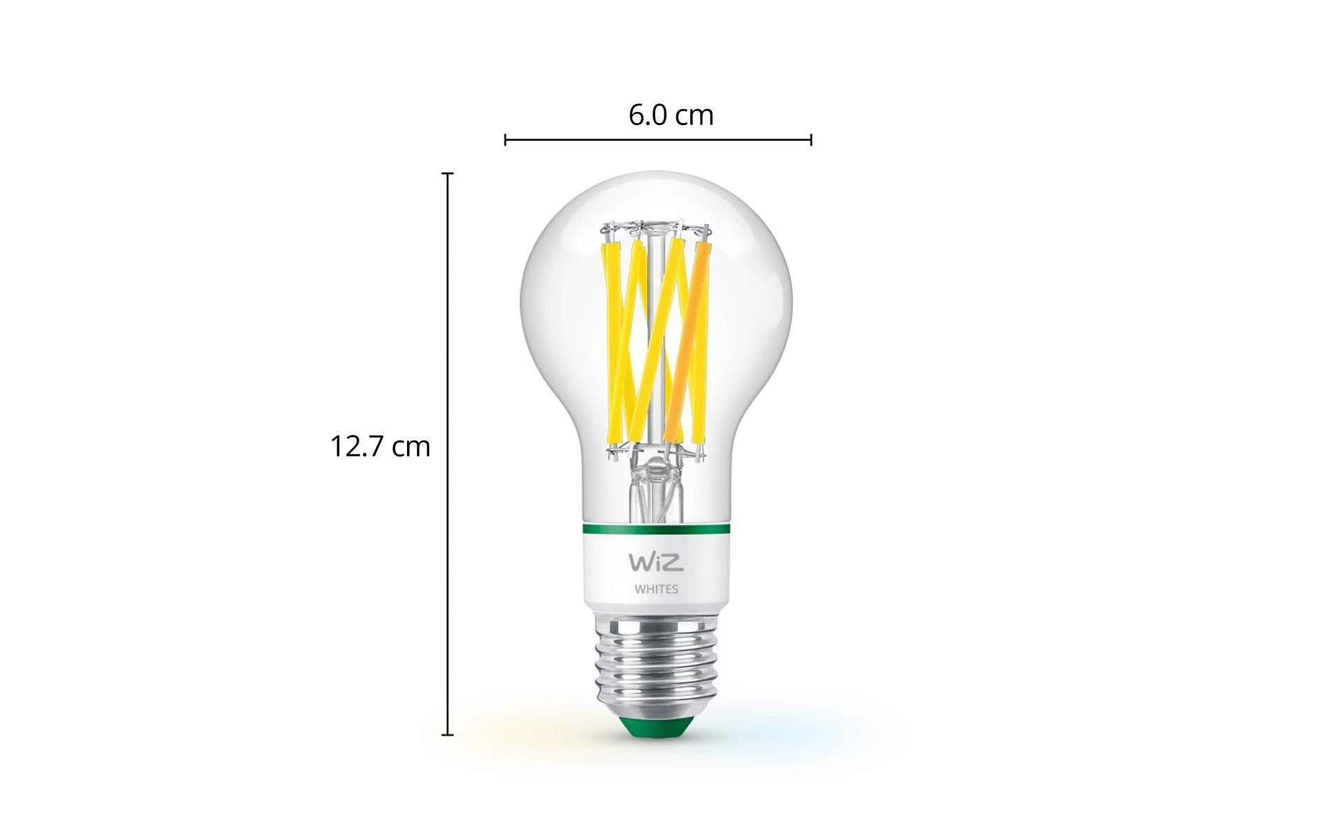WiZ LED A60 – WLAN, Bluetooth, dimmbar – 2’700–4’000 K – 903 lm 4,3 W – E27, transparent