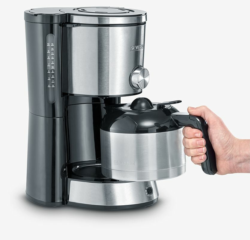 Severin KA4845 Filterkaffeemaschine – 8 Tassen, 1 l, Isolierkanne, Schwarz, 23,5 × 33,8 × 30 cm