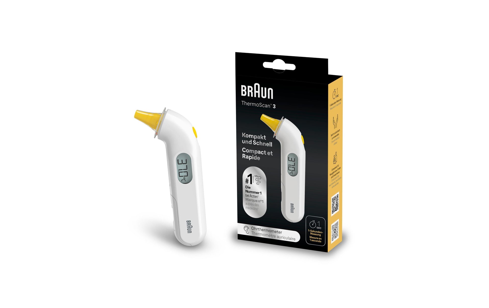 Braun Digitalfieberthermometer – Kunststoff, LC-Display, Speicherfunktion, BPA-frei, batteriebetrieben
