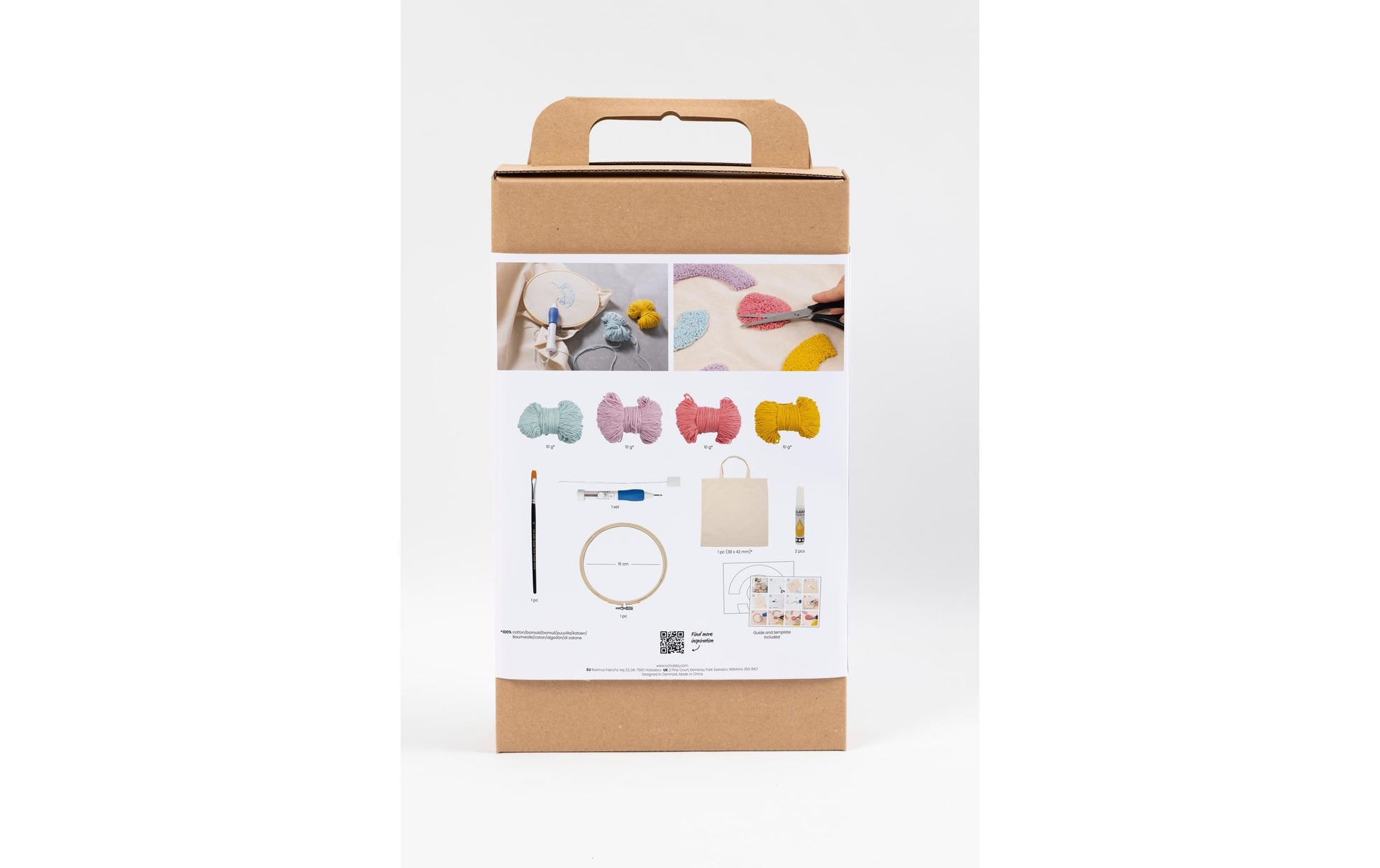 Creativ Company Bastelset Punch Needle – 7-teilig, inkl. Pinsel, Stoff, Nähnadel, Garn – ab 10 Jahren