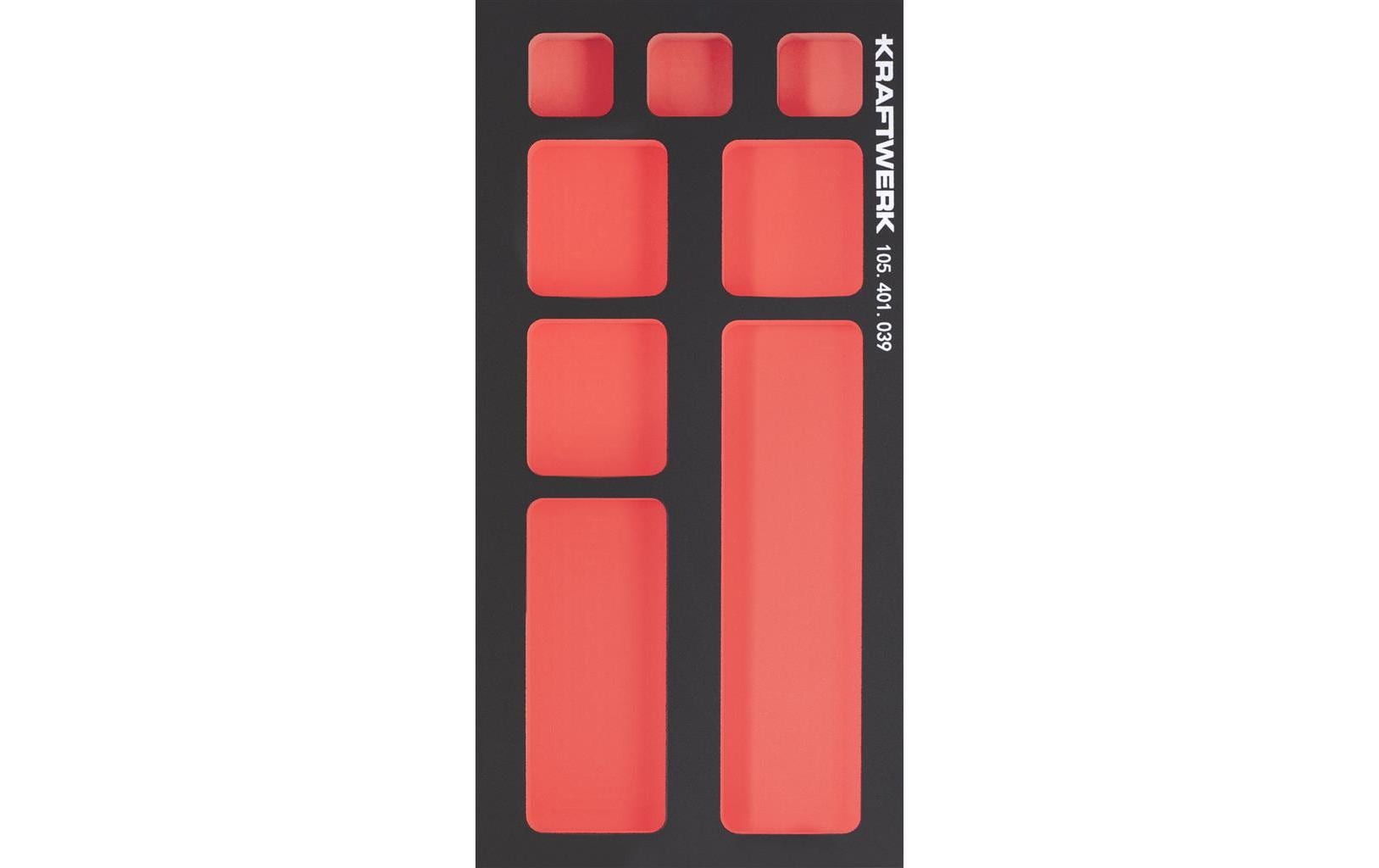 KRAFTWERK PRO LINE EVA3 Kleinteile-Einsatz 8-teilig – schwarz/rot, EVA, B 400 × H 40 × T 200 mm