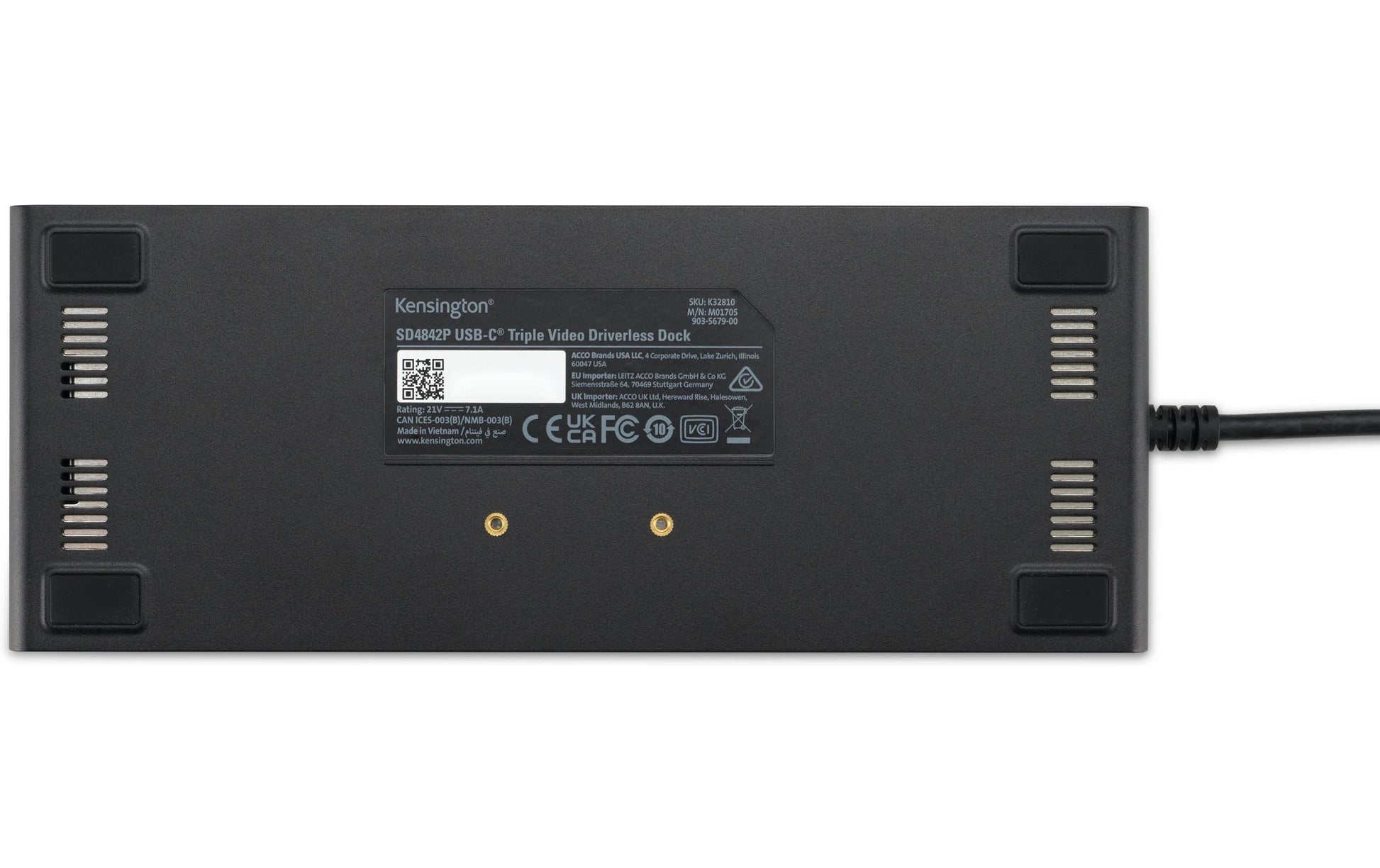 Kensington SD4842P Dockingstation – USB-C, 1× DP, 2× HDMI, 3× USB-A, 2× USB-C, 100 W PD, GbE, für Windows