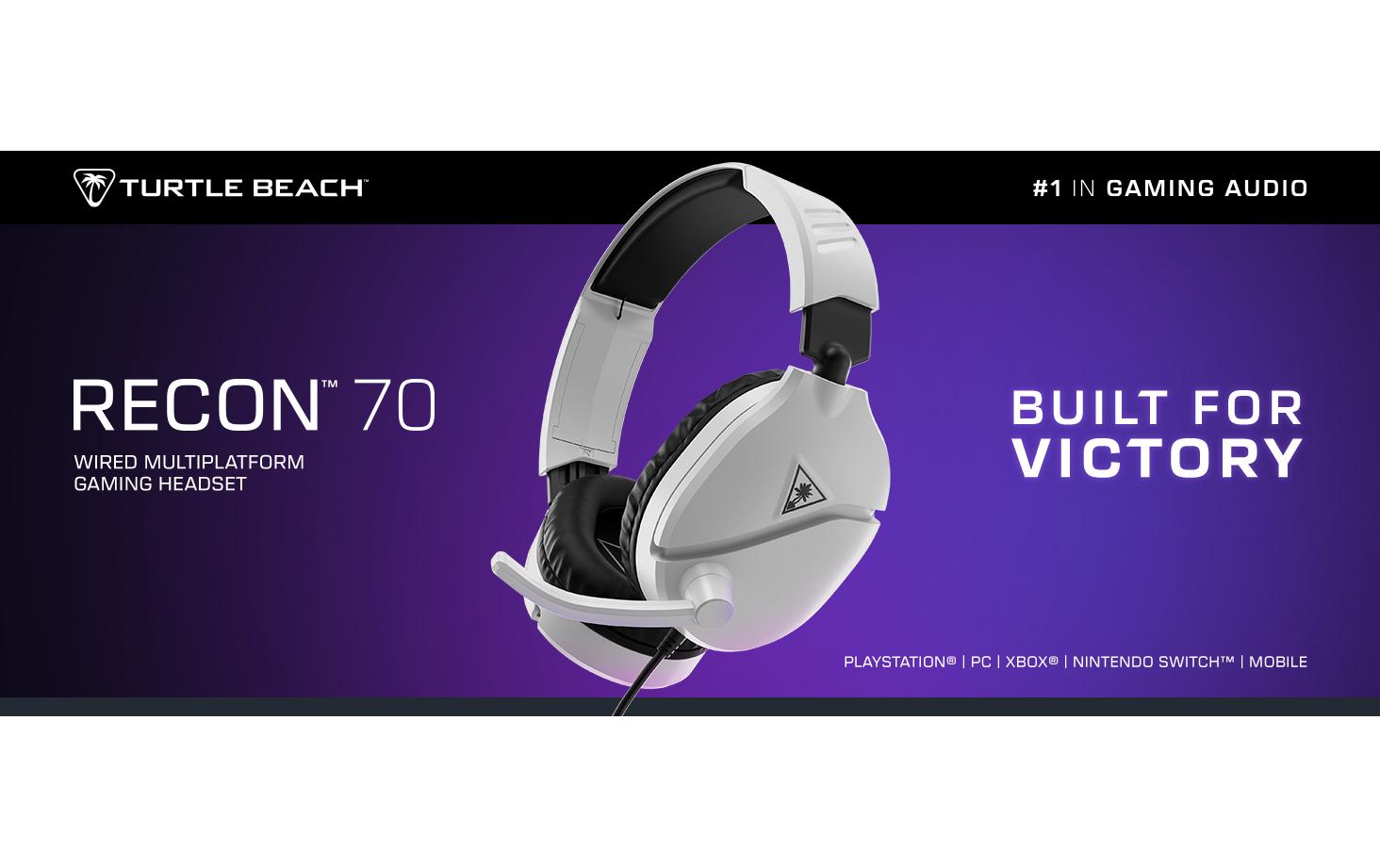 Turtle Beach Ear Force Recon 70P – Kabelgebundenes Gaming-Headset – 3,5 mm Klinke – Weiss – für PS5/PS4/PC usw.