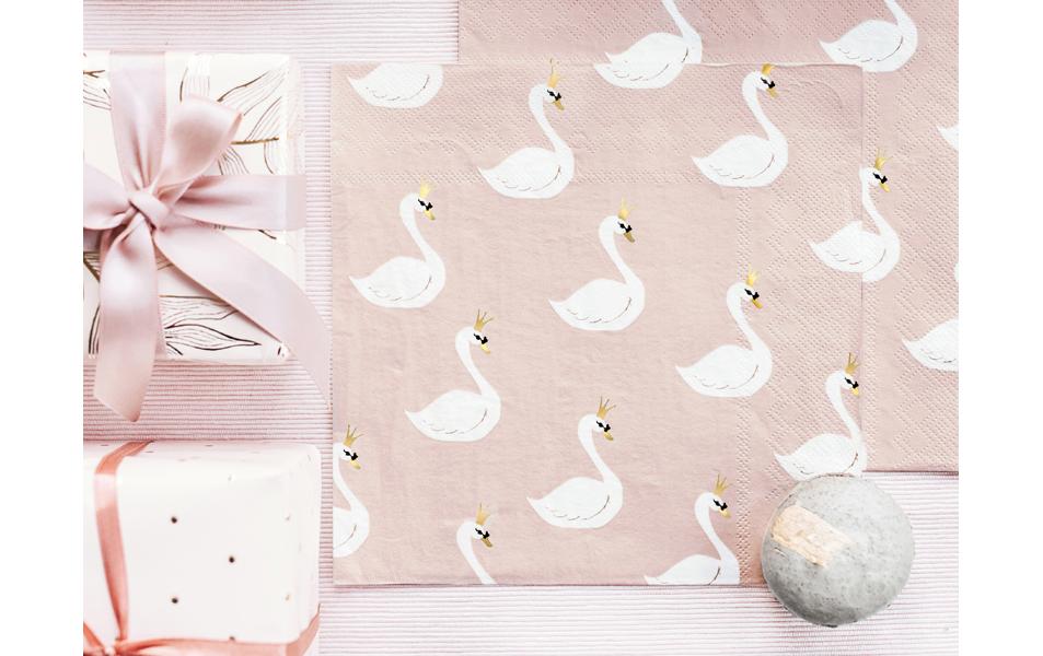 PartyDeco Papierservietten Lovely Swan, 33 × 33 cm – FSC – 20 Stk.