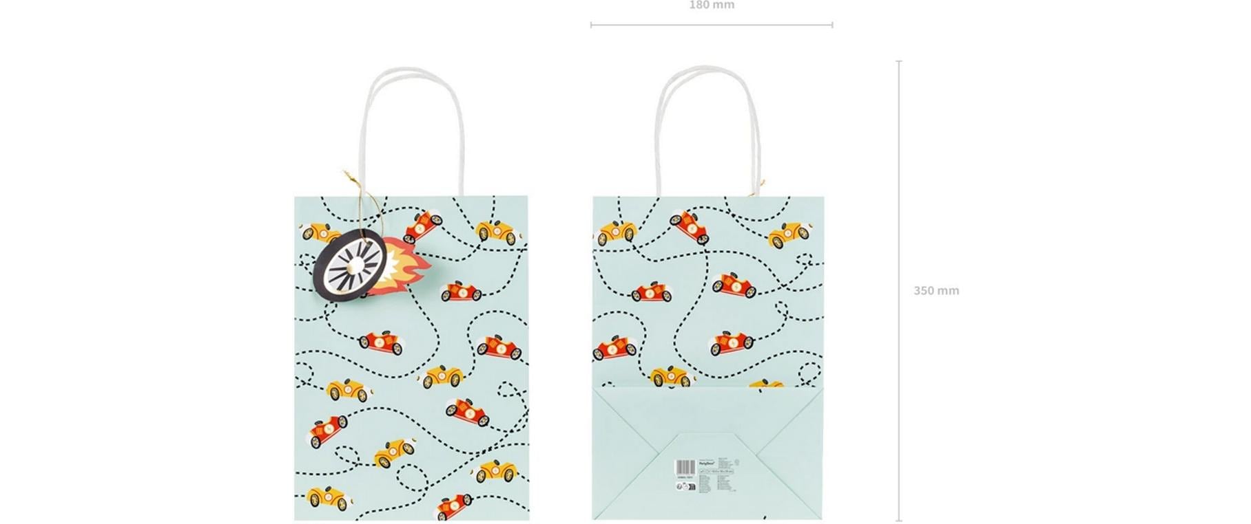 PartyDeco Geschenktasche Autos – 180 × 250 × 105 mm – 1 Stk.