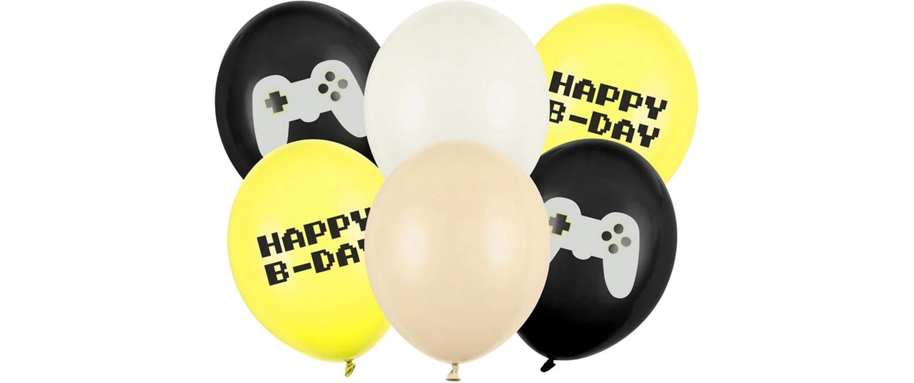 PartyDeco Gaming Luftballons – mehrfarbig – Ø 30 cm – Latex – 6 Stk