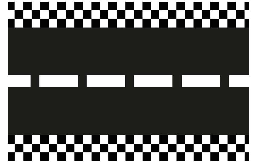PartyDeco Tischläufer Rennstrecke – Schwarz/Weiss – 40 × 500 cm – Vliesstoff (TNT) – 1 Stk