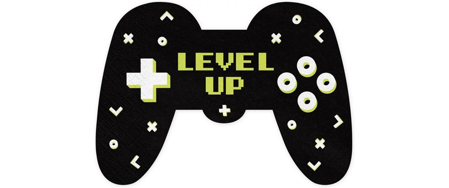PartyDeco Servietten Game Controller, 16 × 11,5 cm, schwarz – FSC – 12 Stk.