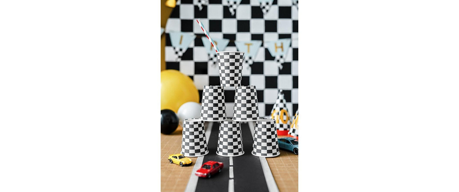 PartyDeco Becher, Papier/Karton – 2,2 dl, Ø 7,5 cm, Auto-Motiv – 6 Stk.