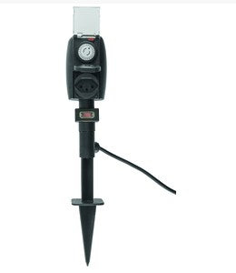 Steffen GardenLine Gartenstromverteiler, 2×T13, IP44, 3 m, Erdspiess, Timer, mit Schalter – Grün