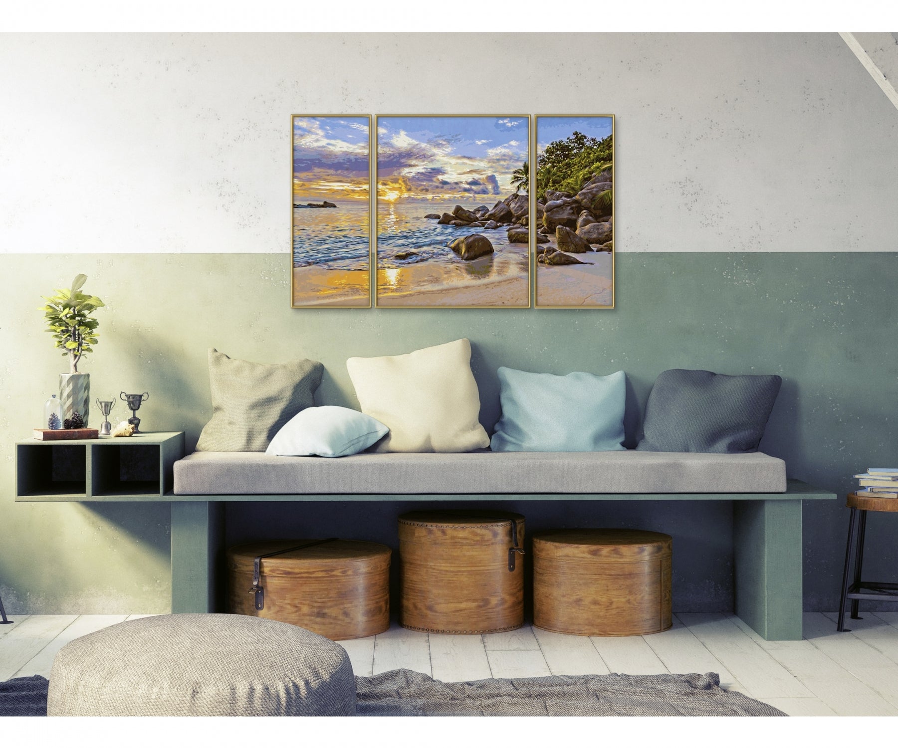 Schipper Malen-nach-Zahlen-Set – Abendstimmung im Paradies – 3-teilig, 80 × 50 cm – ab 14 Jahren