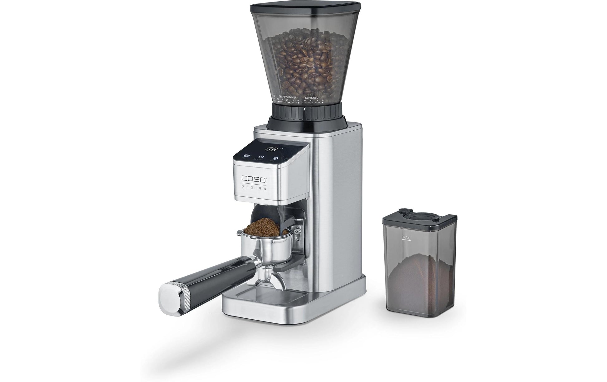 Caso Kaffeemühle Barista Chef Inos – 250 g, Kegelmahlwerk, 150 W – schwarz/silber