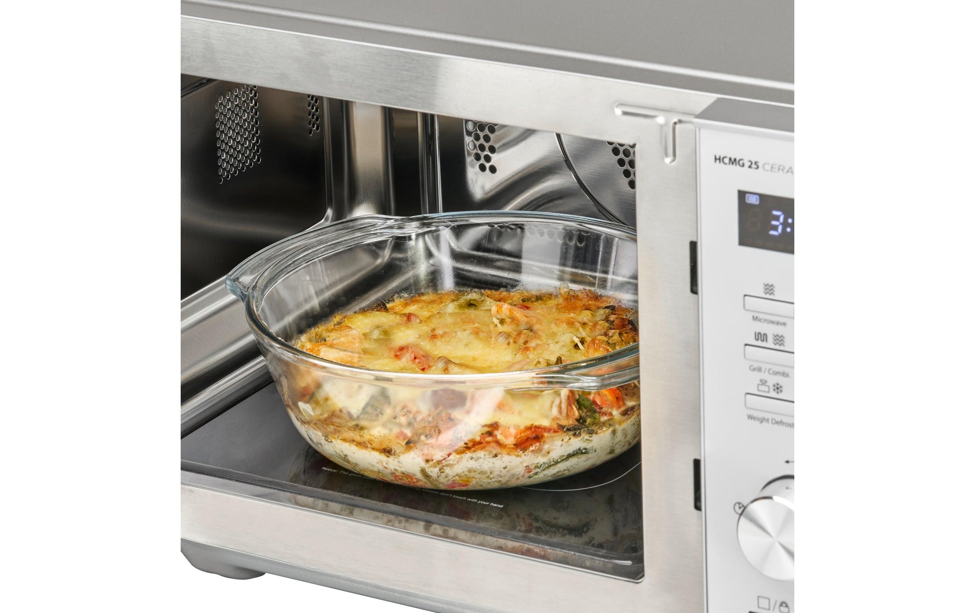 Caso Kombi-Mikrowelle HCMG 25 Ceramic Chef – 25 l, Grill & Heissluft, 900 W – silber