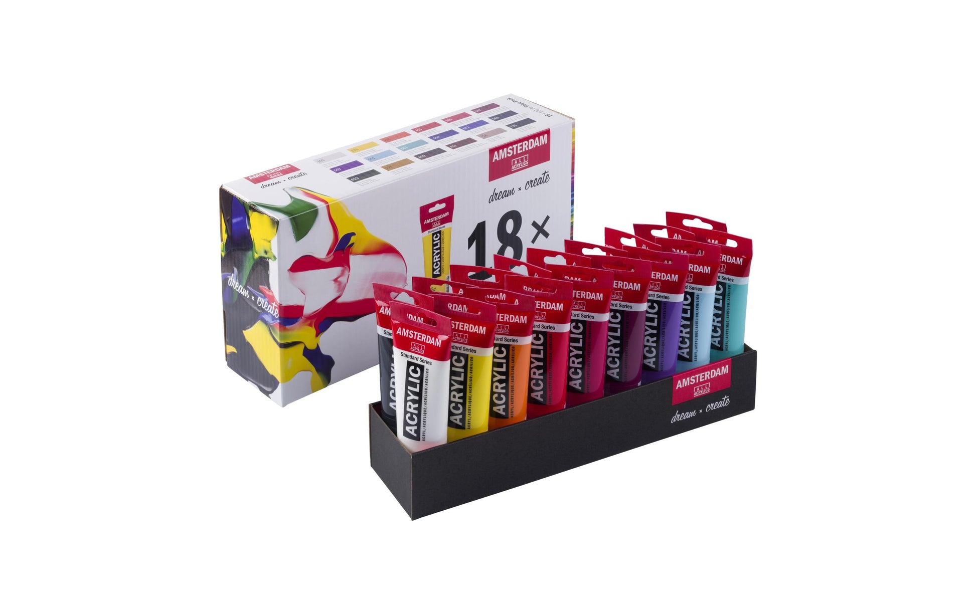 Royal Talens Amsterdam – Acryl Standard – Acrylfarbe – Set – 18 Farben, sortiert, 18 × 120 ml