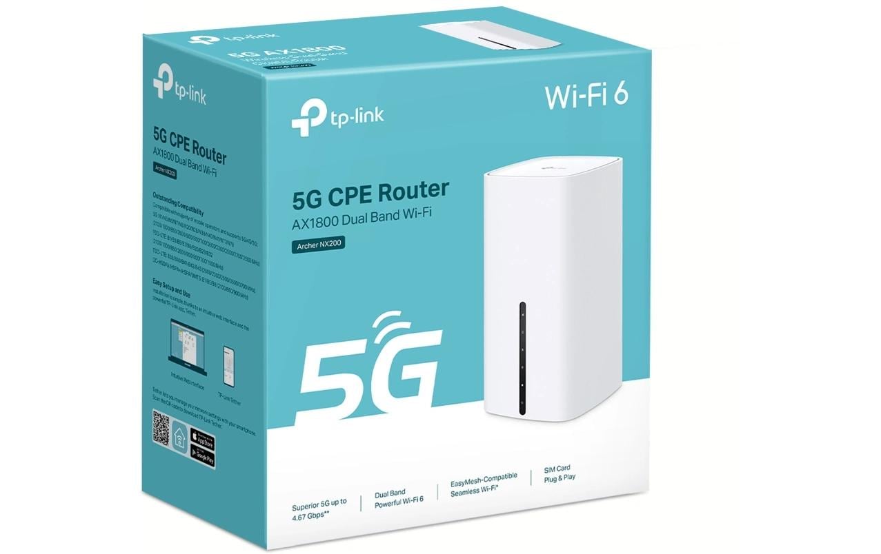 TP-Link Archer NX200 WLAN-Router – Wi-Fi 6 (802.11ax), Dual-Band, 5G (NanoSIM), 3× LAN