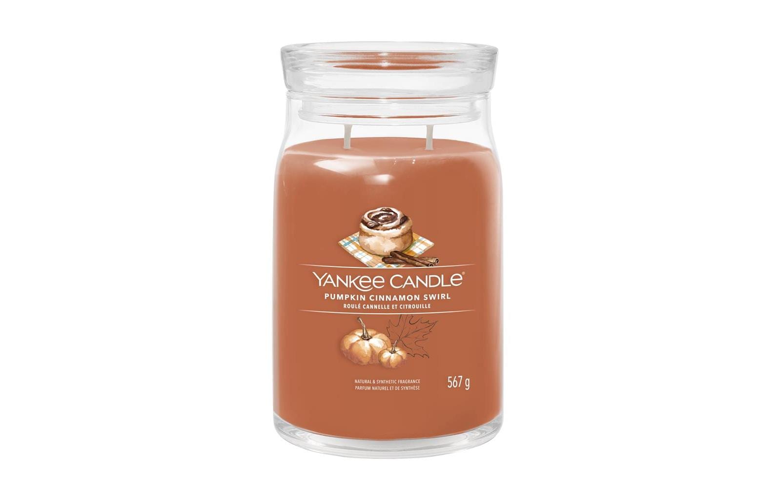 Yankee Candle Duftkerze Pumpkin Cinnamon Swirl, braun, Glas, Ø 9,9 cm, 15 cm, parfümiert, 1 Stück