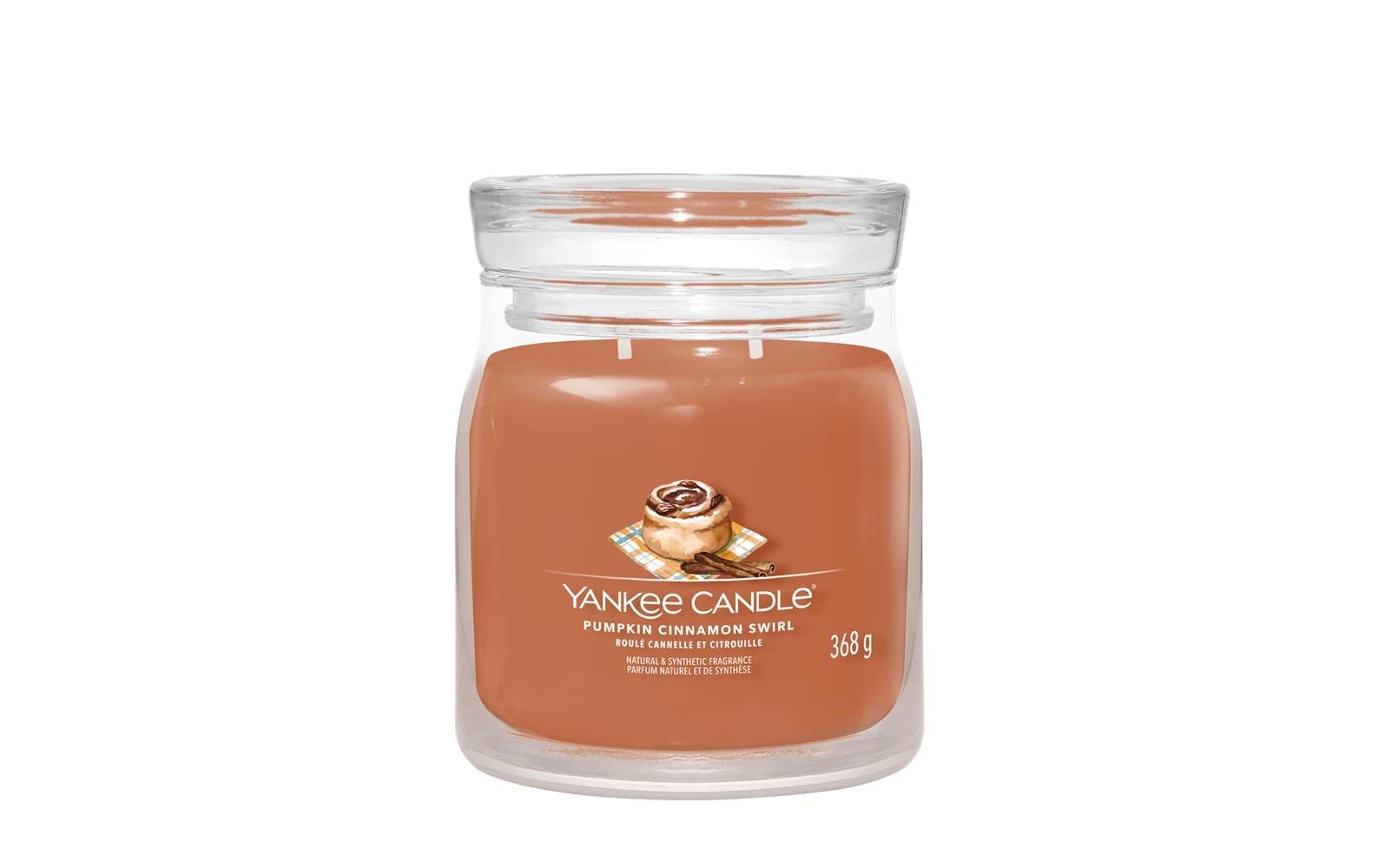 Yankee Candle Pumpkin Cinnamon Swirl – Duftkerze, Medium Jar, 50 h