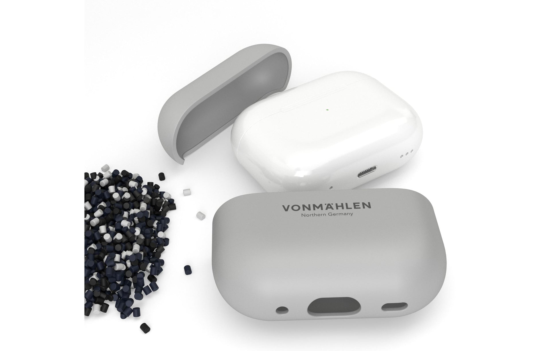 Vonmählen Thin Case – Schutzhülle – für Apple AirPods (2. Generation) – Hellgrau – Kabelloses Laden