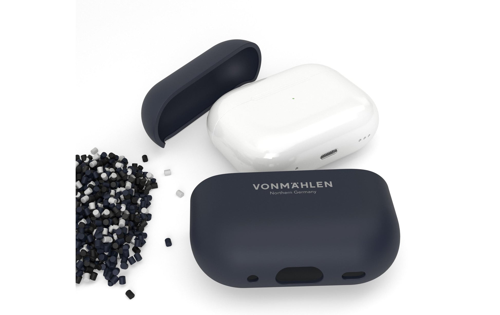 Vonmählen Thin Case – Schutzhülle – für Apple AirPods (2. Gen.) – kabelloses Laden, fallbeständig – Navy