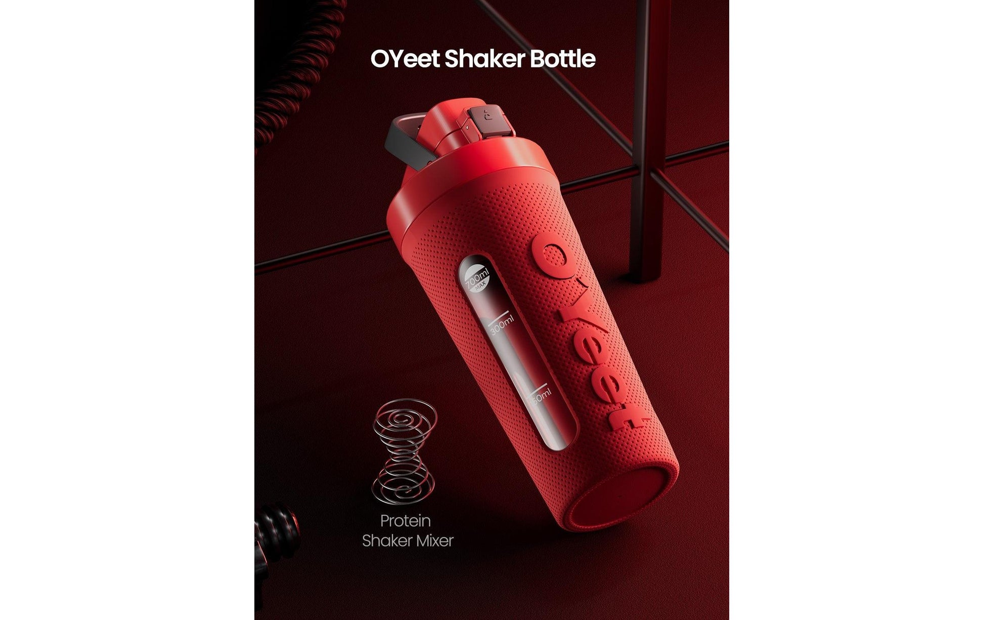 OYeet S2 Shaker 700 ml – auslaufsicher, Kunststoff, Druckknopfdeckel, grau