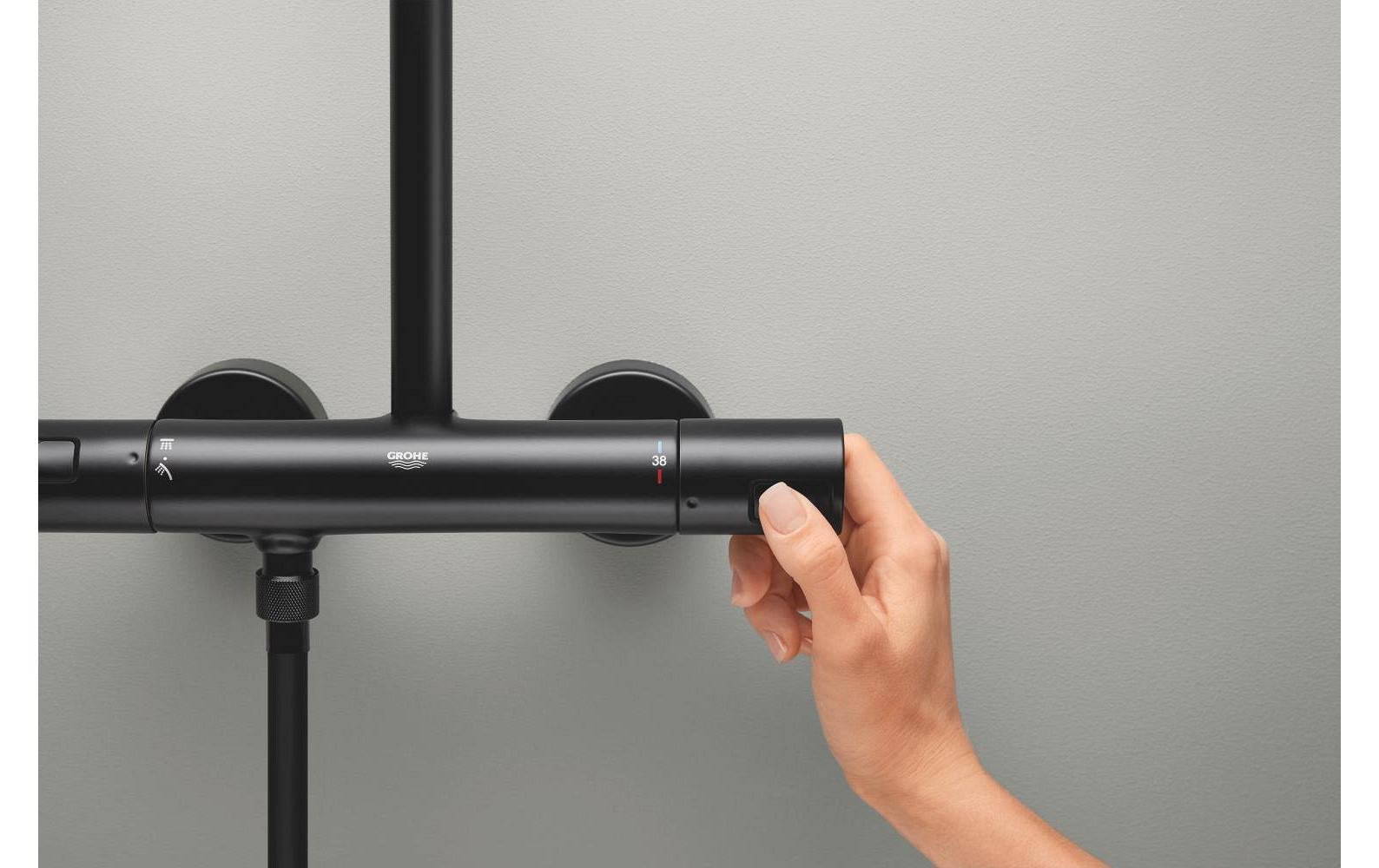 GROHE Duschsystem Vitalio Start 250 – Schlauchlänge 175 cm, Kunststoff, Thermostatisch, Wandmontiert, Chrom