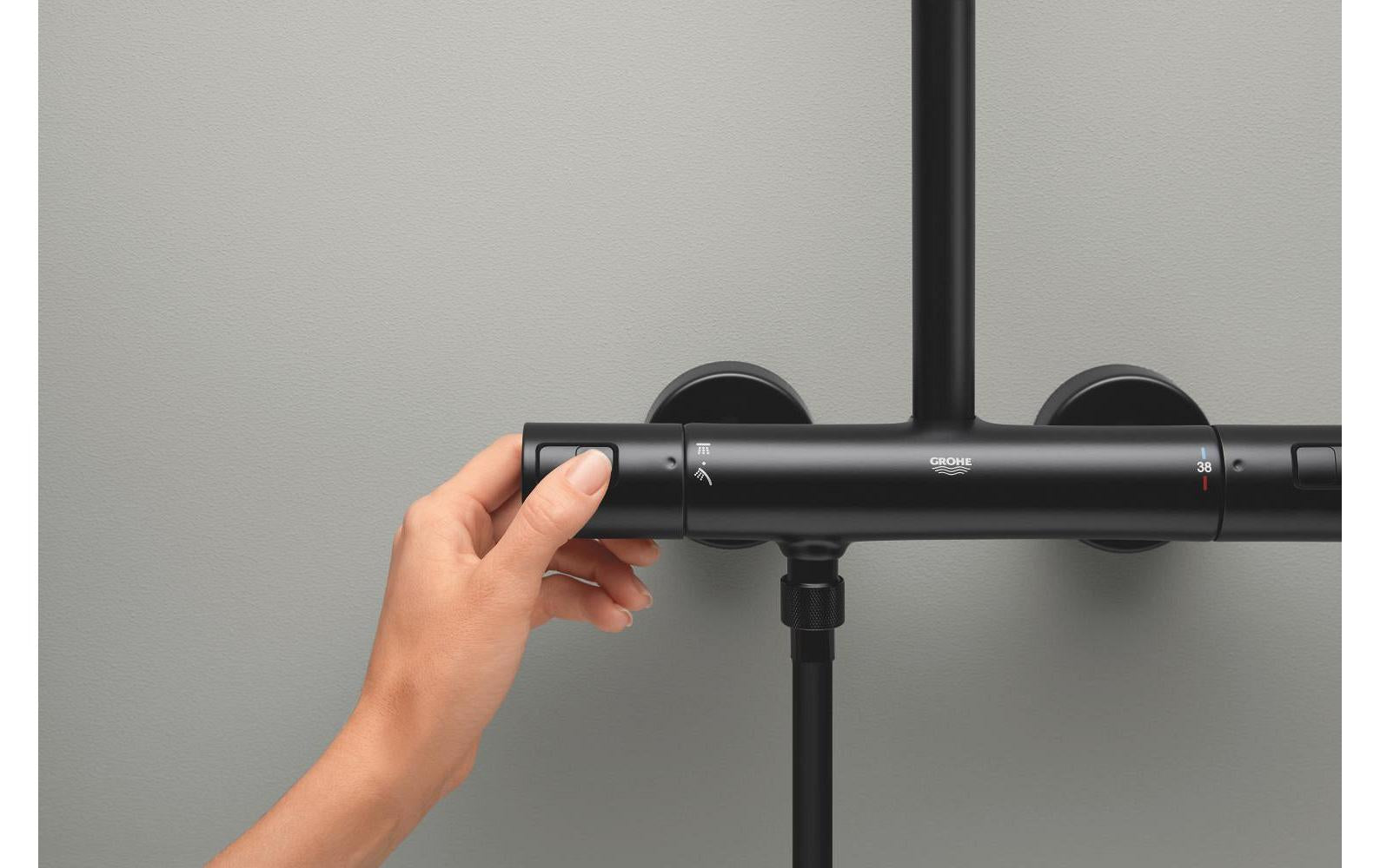 GROHE Duschsystem Vitalio Start 250 – Schlauchlänge 175 cm, Kunststoff, Thermostatisch, Wandmontiert, Chrom