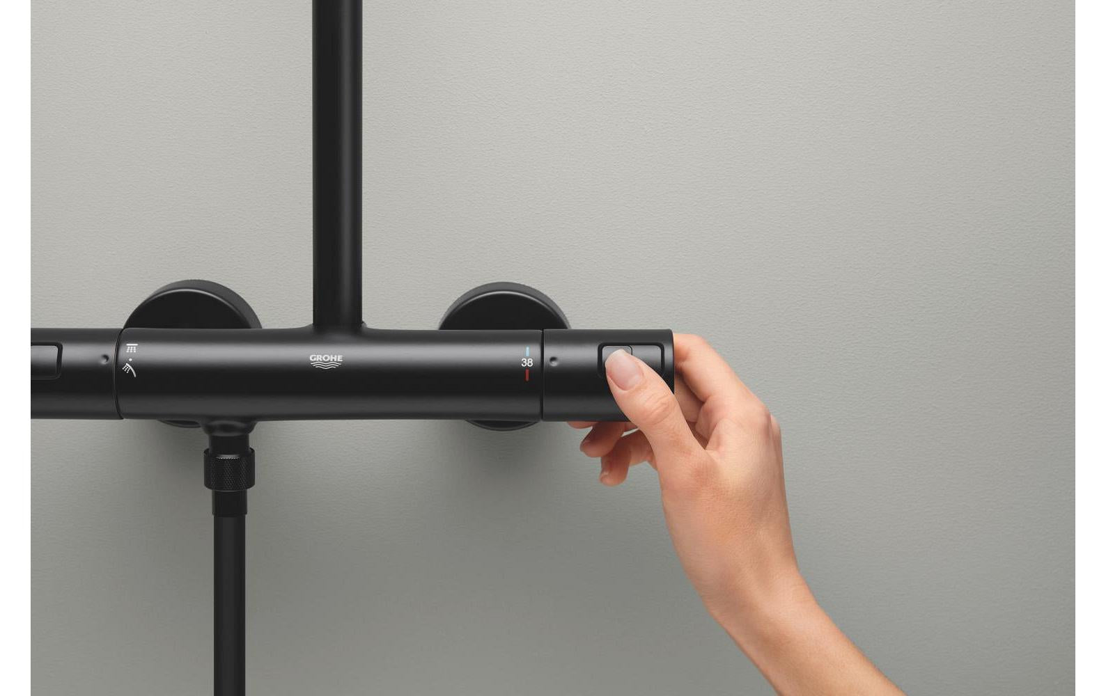 GROHE Duschsystem Vitalio Start 250 – Schlauchlänge 175 cm, Kunststoff, Thermostatisch, Wandmontiert, Chrom