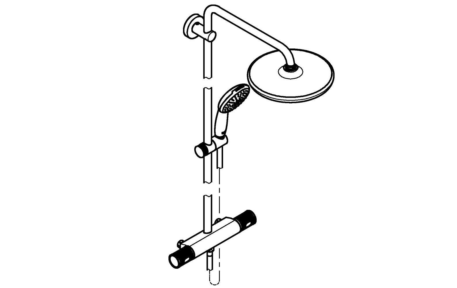 GROHE Duschsystem Vitalio Start 250 – Schlauchlänge 175 cm, Kunststoff, Thermostatisch, Wandmontiert, Chrom