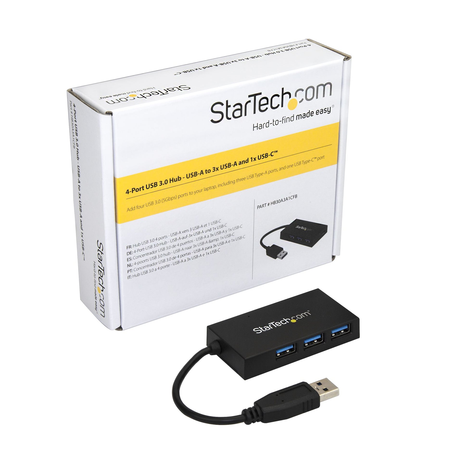 StarTech.com 4-Port USB-Hub – USB-A, 3× USB-A, 1× USB-C