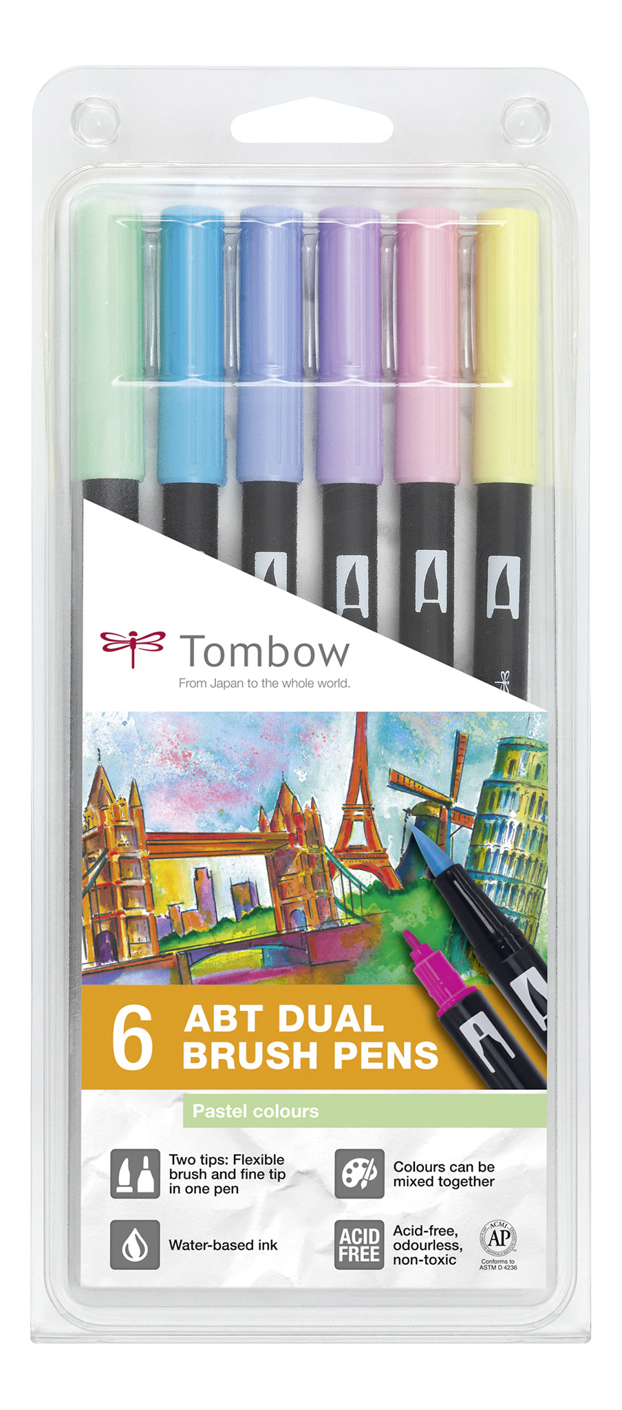 Tombow Filzstifte ABT, auswaschbar, 6 Farben