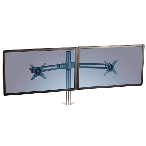 Fellowes Lotus – Monitorhalterung, 2 Monitore – bis 26", 5,8 kg, silber metallic
